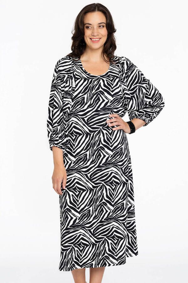 YOEK jurk met zebraprint zwart wit