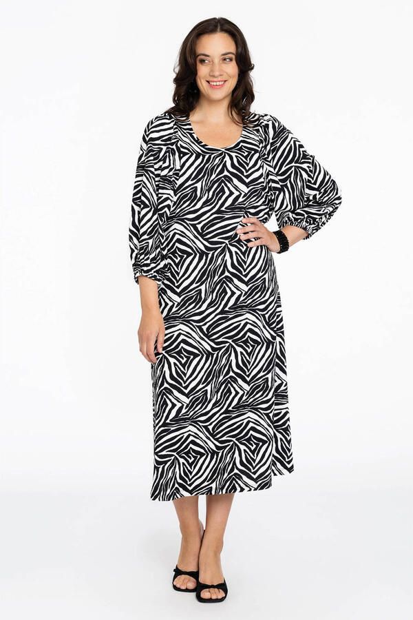 YOEK jurk met zebraprint zwart wit - Foto 3