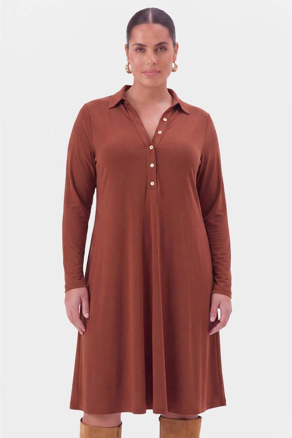 YOEK jurk Plus Size bruin