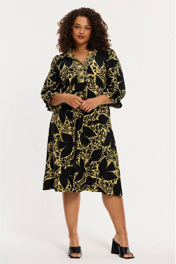 YOEK jurk Plus Size geel
