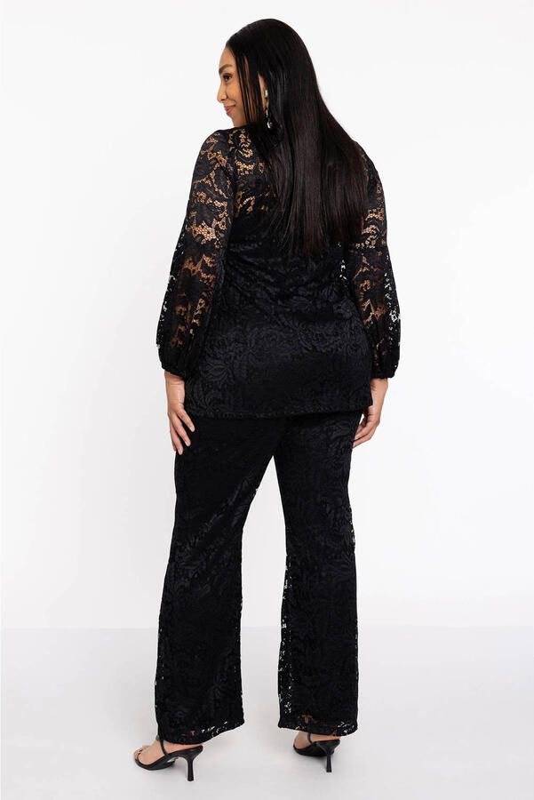 YOEK kanten straight high waist broek zwart - Foto 2