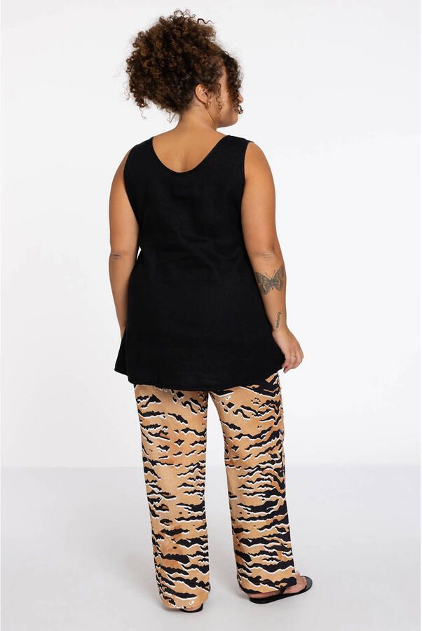 YOEK linnen straight regular waist casual broek beige - Foto 2