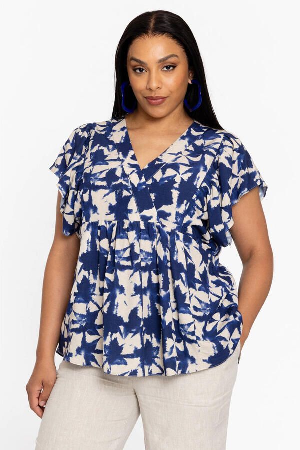 YOEK linnen top blauw