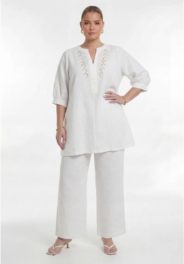 YOEK linnen tuniek Plus Size wit - Foto 2