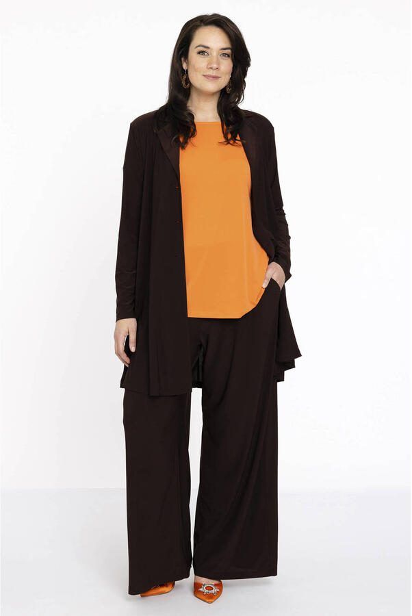 YOEK loose fit broek DOLCE van travelstof bruin - Foto 2