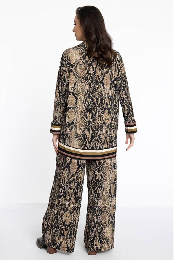 YOEK loose fit broek met dierenprint bruin - Foto 1