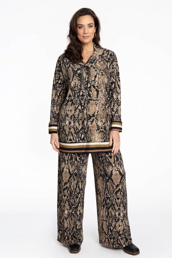 YOEK loose fit broek met dierenprint bruin - Foto 2