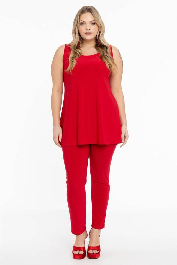 YOEK Loretta's Favourites slim fit broek van travelstof DOLCE rood