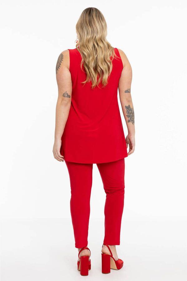 YOEK Loretta's Favourites slim fit broek van travelstof DOLCE rood - Foto 2