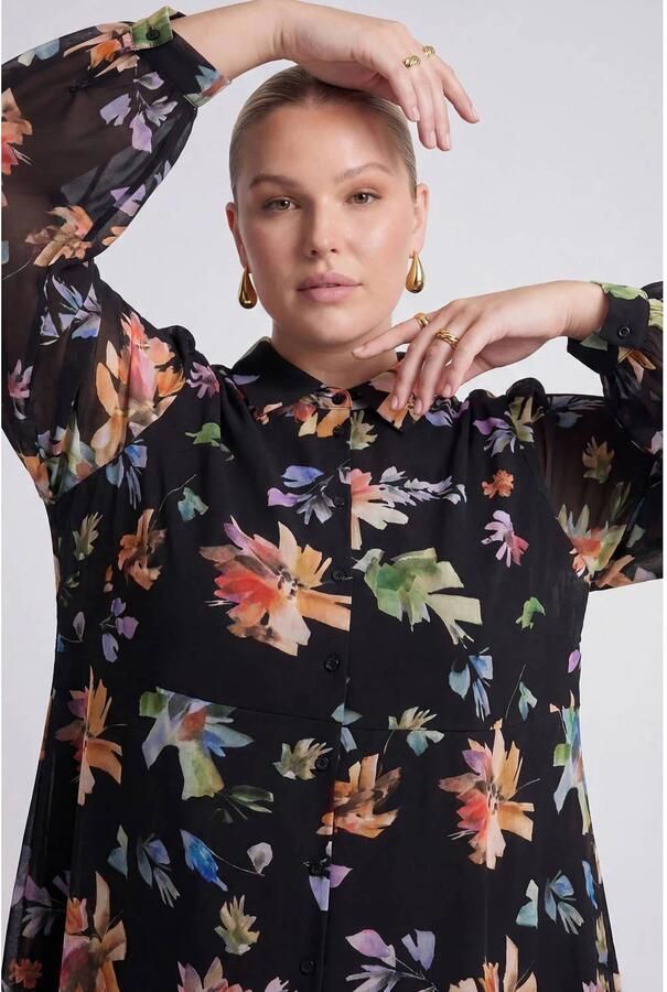 YOEK Lovers Collection gebloemde blousejurk multi