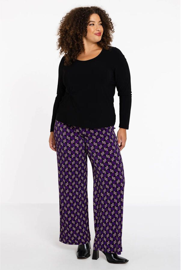 YOEK Lovers Collection straight fit broek met all over print paars