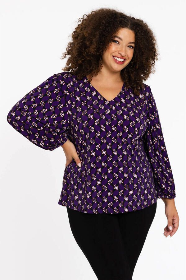 YOEK Lovers Collection top met all over print paars