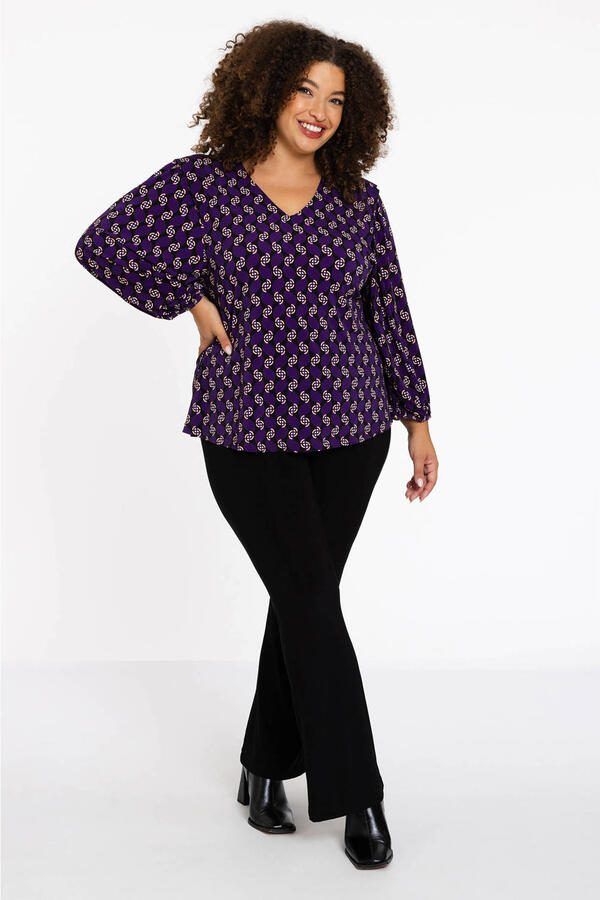 YOEK Lovers Collection top met all over print paars - Foto 3