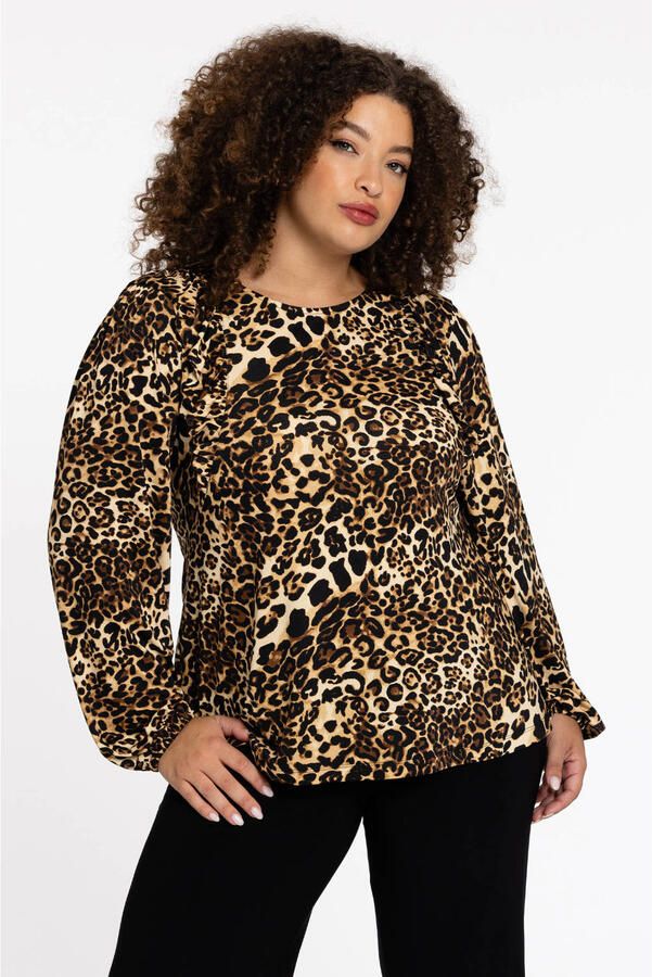 YOEK Lovers Collection top met panterprint bruin zwart
