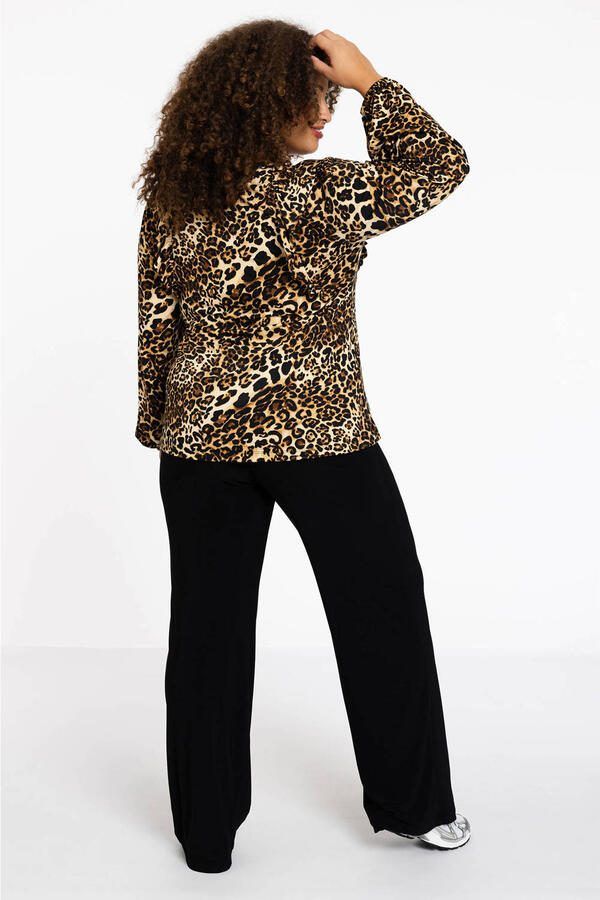 YOEK Lovers Collection top met panterprint bruin zwart - Foto 3