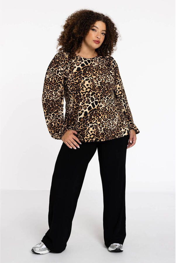 YOEK Lovers Collection top met panterprint bruin zwart - Foto 2