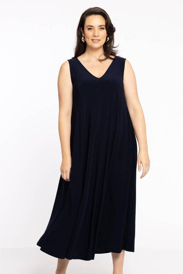 YOEK maxi jurk DOLCE van travelstof blauw - Foto 3