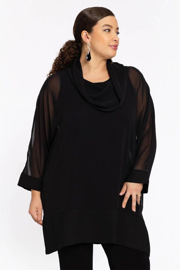 YOEK mesh tuniek zwart