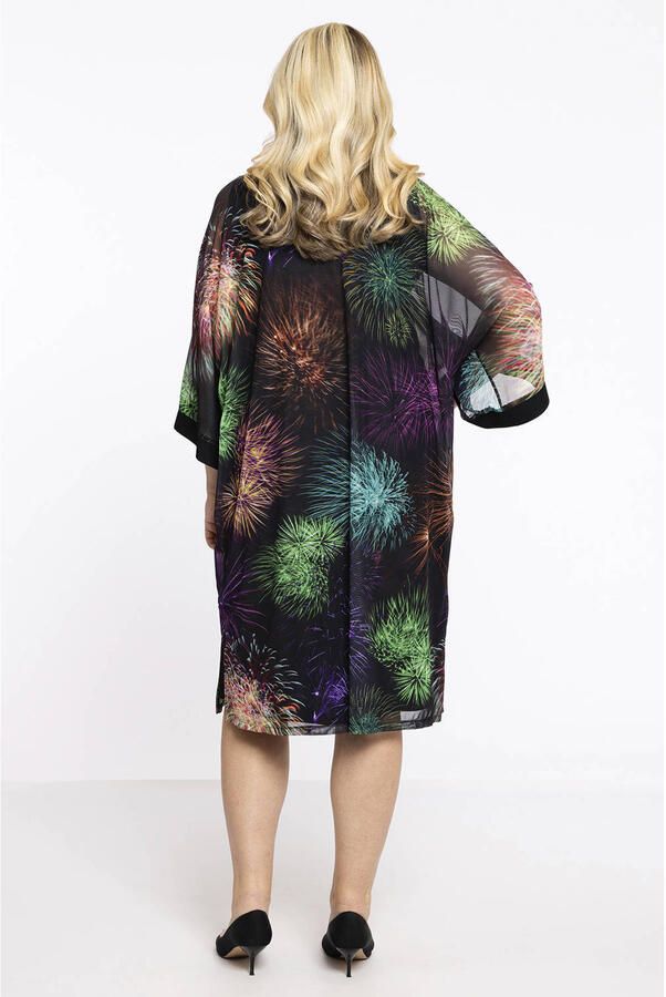 YOEK mesh vest met all over print zwart oranje groen - Foto 2