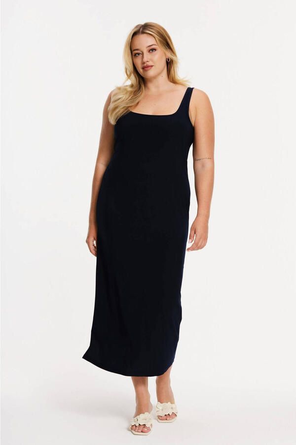 YOEK midi jurk donkerblauw - Foto 3