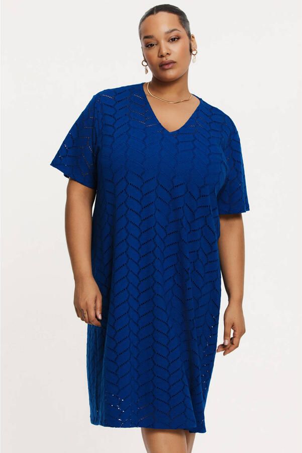 YOEK midi jurk fijn gebreid blauw