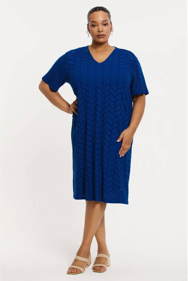 YOEK midi jurk fijn gebreid blauw - Foto 2
