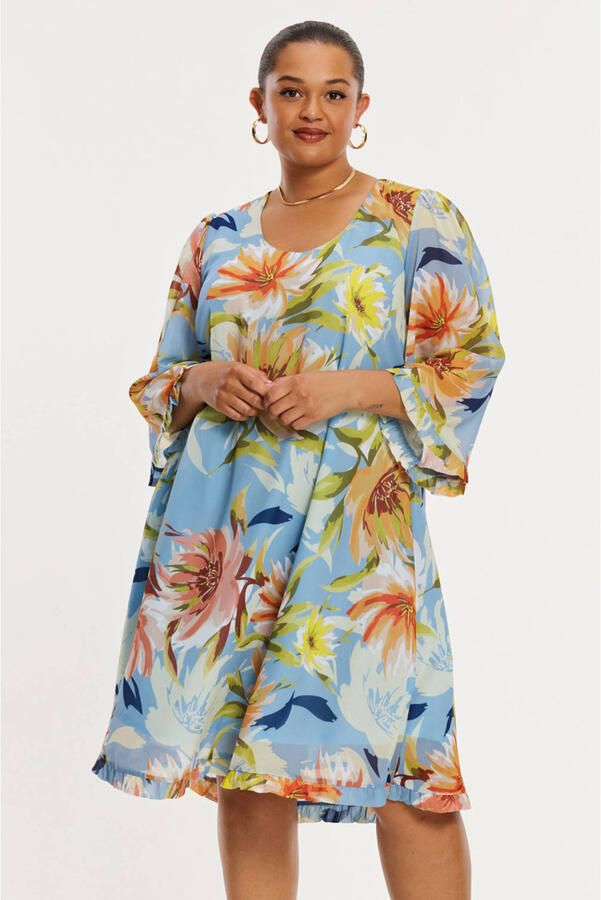 YOEK midi jurk met bloemenprint multicolor
