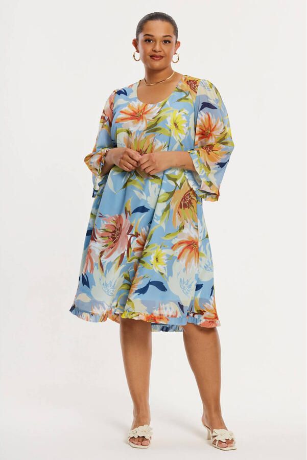 YOEK midi jurk met bloemenprint multicolor - Foto 2