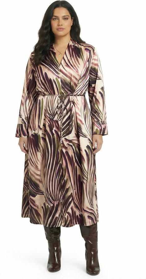 YOEK midi jurk Plus Size met ceintuur en print meerkleurig - Foto 3