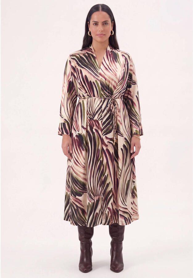 YOEK midi jurk Plus Size met ceintuur en print meerkleurig - Foto 2