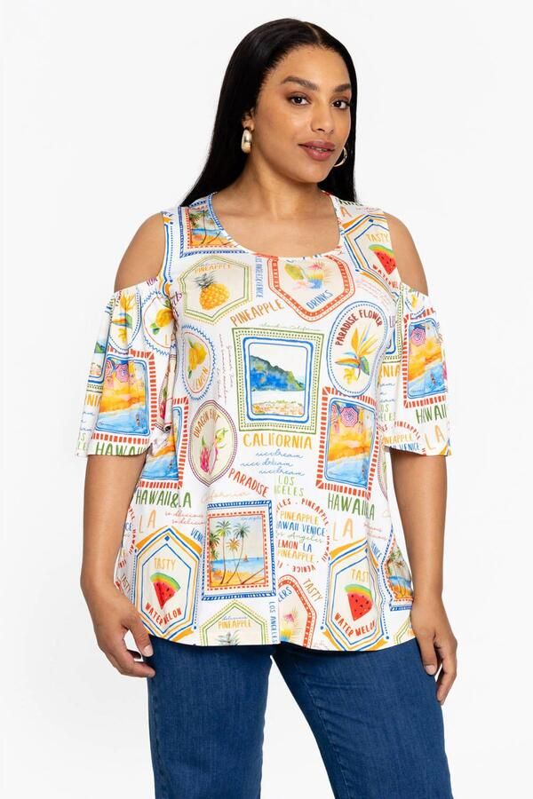 YOEK off shoulder top beige