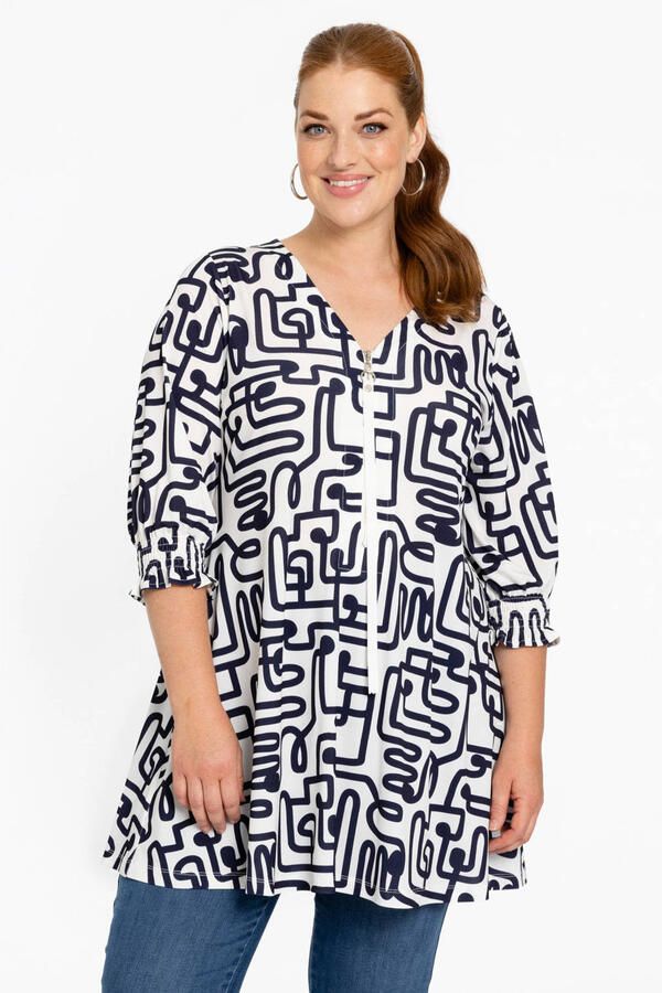YOEK oversized tuniek Plus Size met print wit