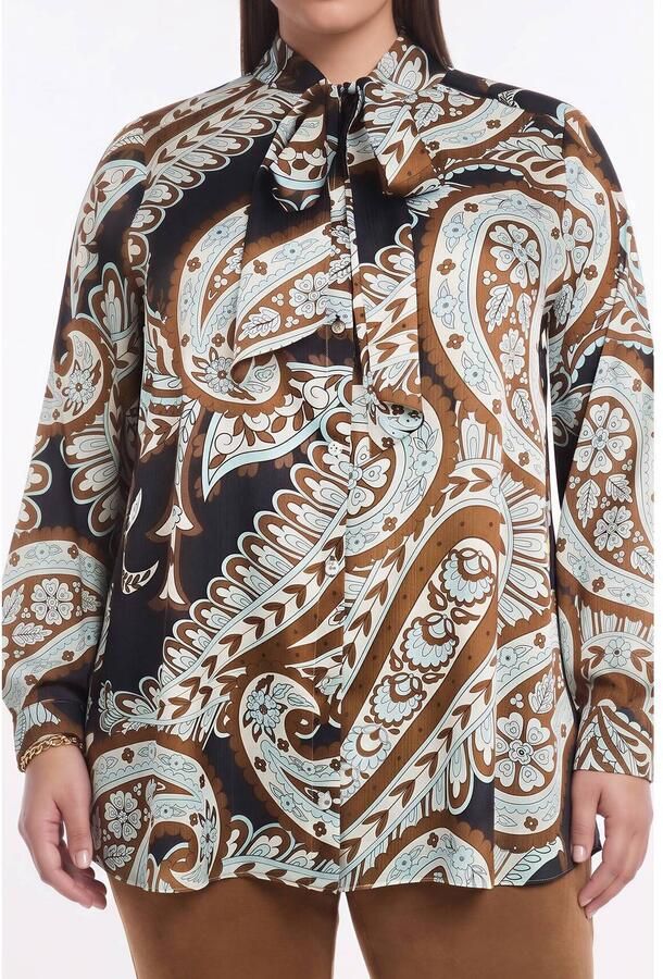 YOEK Plus Size blouse blauw - Foto 2