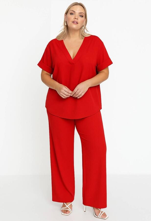 YOEK Plus Size broek rood