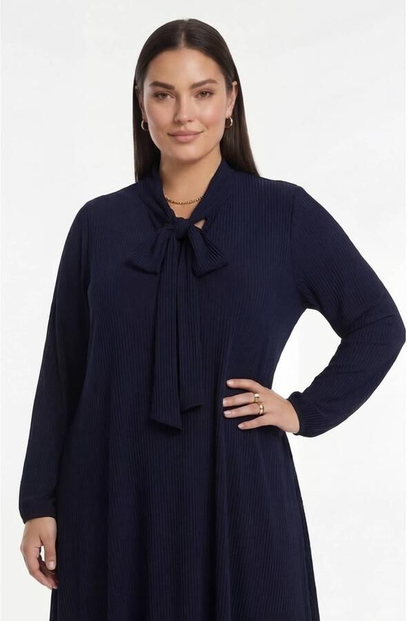 YOEK Plus Size jurk blauw