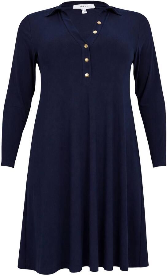 YOEK Plus Size jurk blauw