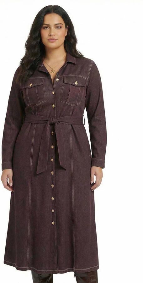 YOEK Plus Size jurk bruin