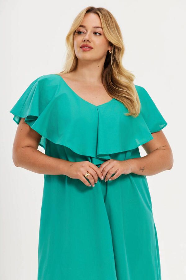 YOEK Plus Size jurk groen