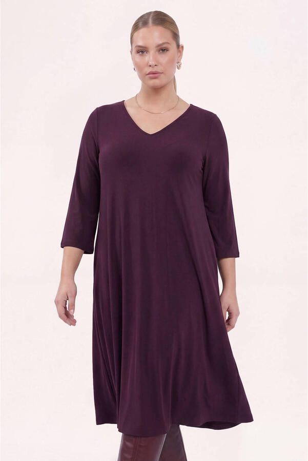YOEK Plus Size jurk paars