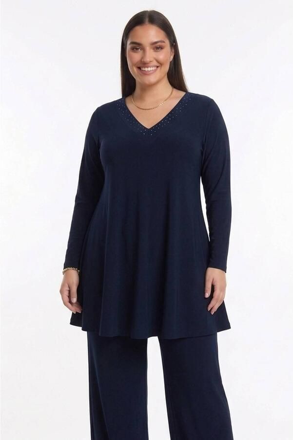 YOEK Plus Size tuniek blauw