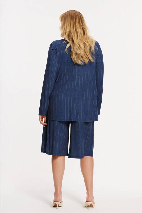 YOEK regular blazer met krijtstreep donkerblauw - Foto 3
