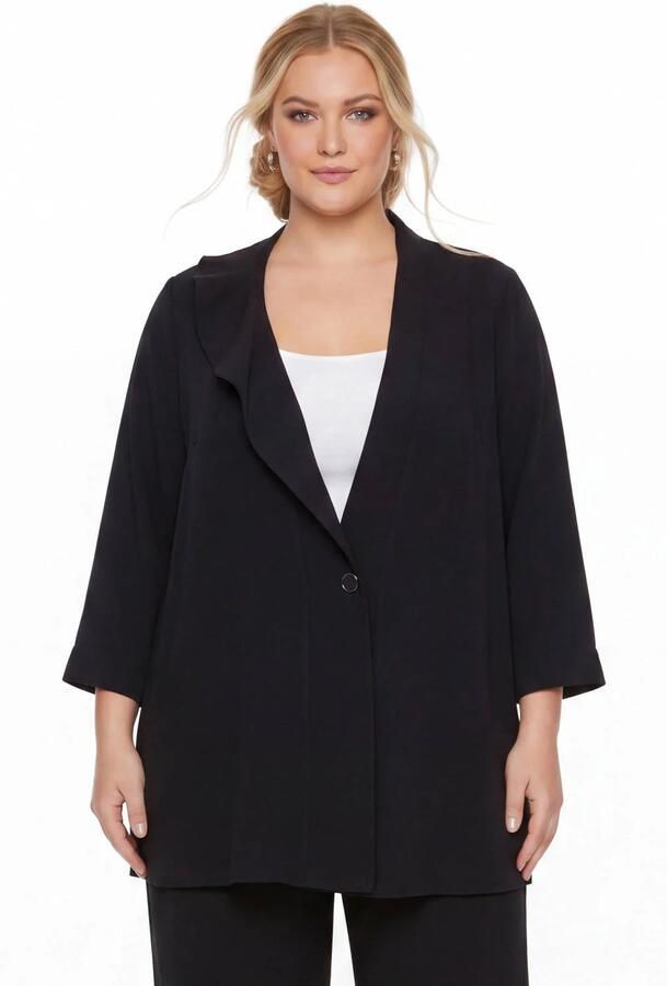 YOEK regular fit blazer Plus Size zwart