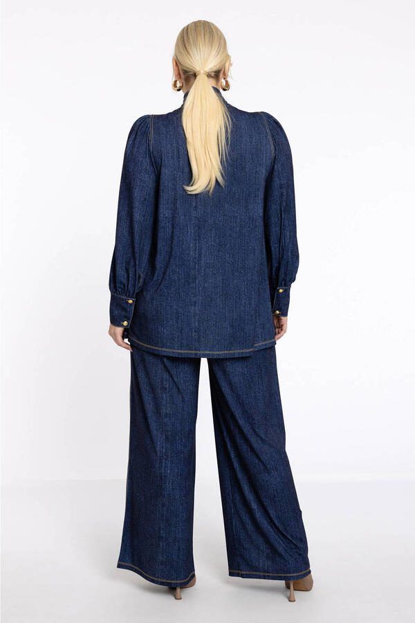 YOEK regular high waist broek dark blue denim - Foto 3