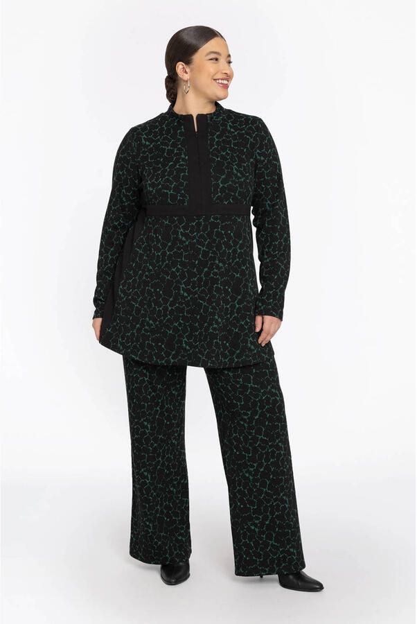YOEK regular high waist broek donkergroen