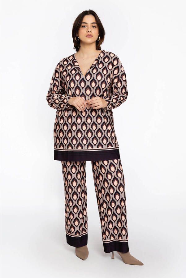 YOEK regular high waist broek paars