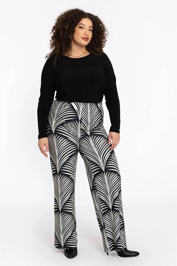 YOEK regular high waist pantalon zwart