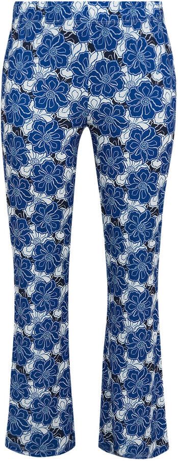YOEK regular waist gebloemde flared broek blauw - Foto 3