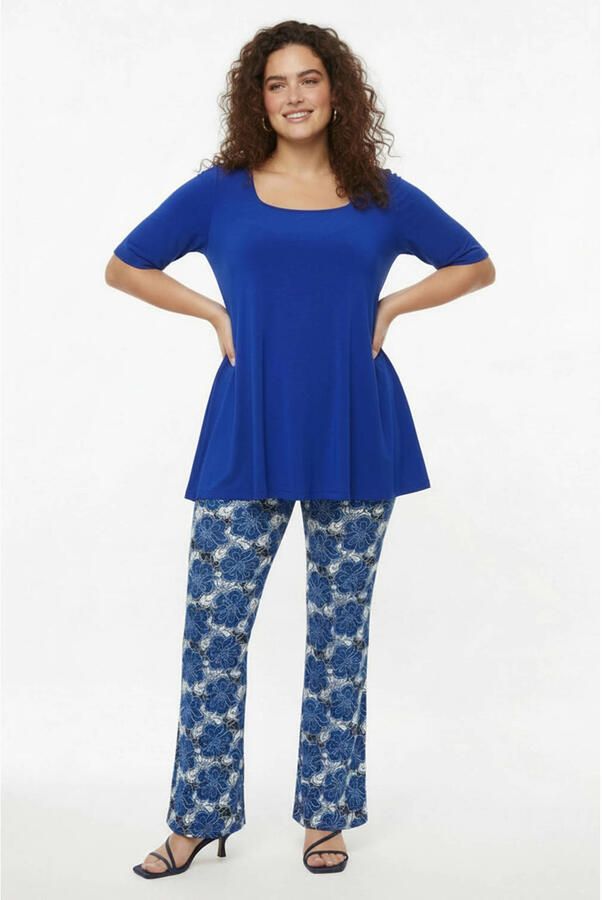 YOEK regular waist gebloemde flared broek blauw - Foto 2