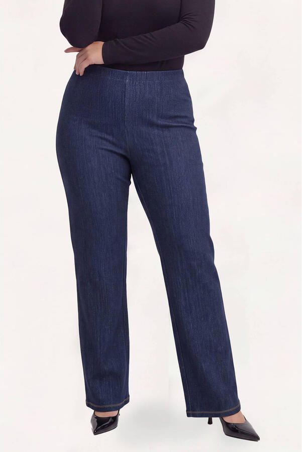 YOEK straight broek Plus Size darkblue denim