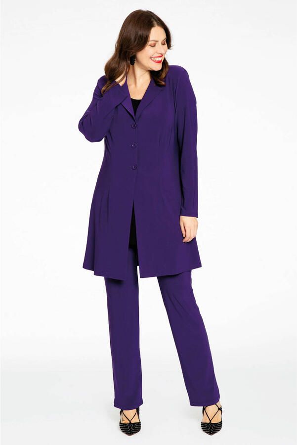 YOEK straight fit broek van travelstof DOLCE paars